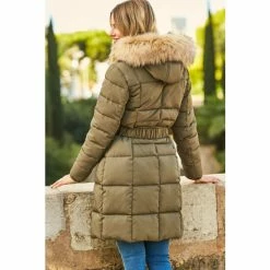 Sosandar Green Quilted Luxe Longline Coat -Sosandar unnamed file 4197