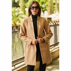 Sosandar Brown Faux Wool Notch Neck Coat 2 Sosandar Brown Faux Wool Notch Neck Coat -Sosandar unnamed file 4215