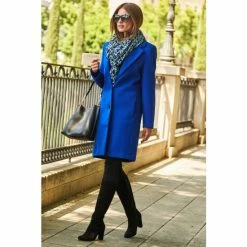Sosandar Blue Faux Wool Blend Coat 4 Sosandar Blue Faux Wool Blend Coat -Sosandar unnamed file 4223