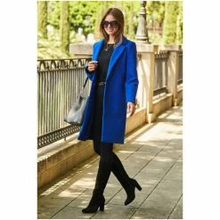 Sosandar Blue Faux Wool Blend Coat 5 Sosandar Blue Faux Wool Blend Coat -Sosandar unnamed file 4224