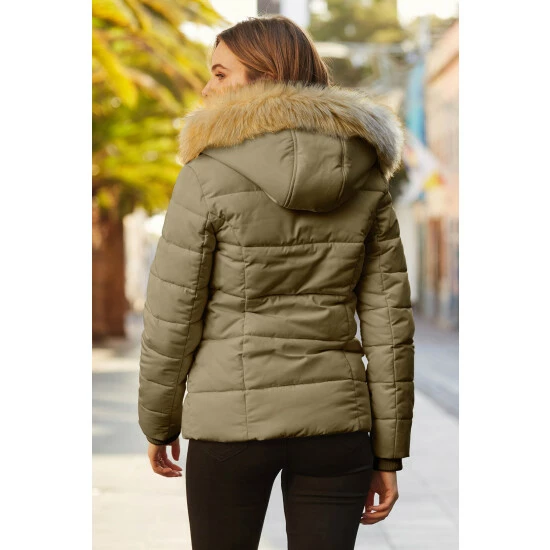 unnamed-file-4234.jpg Sosandar Green Padded Faux Fur Trim Premium Coat -Sosandar unnamed file 4234