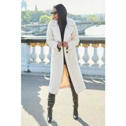 Sosandar Cream Borg Coat -Sosandar unnamed file 4239