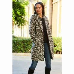 Sosandar Neutral Leopard Print Wool Coat -Sosandar unnamed file 4250