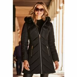 Sosandar Black Padded Coat With Quilt Detail -Sosandar unnamed file 4258