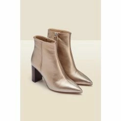 Sosandar Gold Angel Soft Leather Zip Boots With Stack Heel -Sosandar unnamed file 4283