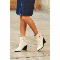 Sosandar White Amelia Strap Western Boot -Sosandar unnamed file 4300