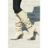 Sosandar Cream Belle Leather Slouch Stiletto Heel Knee High Boot