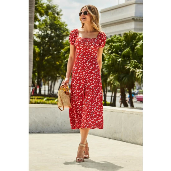 unnamed-file-432.jpg Sosandar Red Ditsy Floral Print Puff Sleeve Jersey Midi Dress -Sosandar unnamed file 432