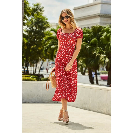 unnamed-file-433.jpg Sosandar Red Ditsy Floral Print Puff Sleeve Jersey Midi Dress -Sosandar unnamed file 433