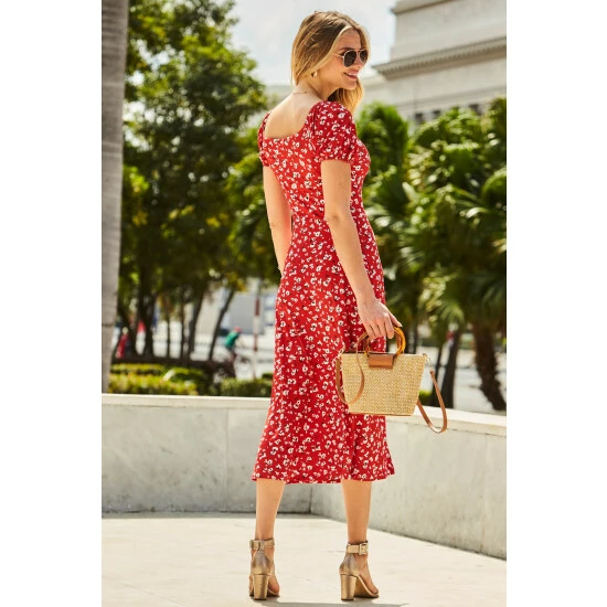 unnamed-file-434.jpg Sosandar Red Ditsy Floral Print Puff Sleeve Jersey Midi Dress -Sosandar unnamed file 434