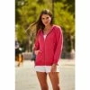 Sosandar Pink Zip Front Hooded Top