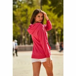 Sosandar Pink Zip Front Hooded Top -Sosandar unnamed file 4407