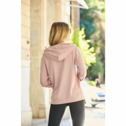 Sosandar Pink Utility Hooded Sweatshirt With Gold Zip Detail -Sosandar unnamed file 4440