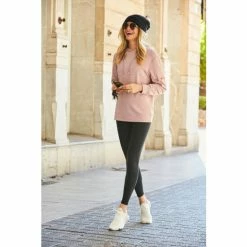 Sosandar Pink Utility Hooded Sweatshirt With Gold Zip Detail -Sosandar unnamed file 4442