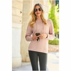 Sosandar Pink Utility Hooded Sweatshirt With Gold Zip Detail -Sosandar unnamed file 4443