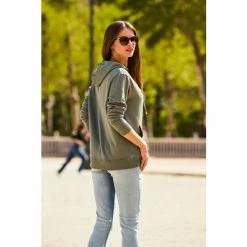 Sosandar Green Hooded Sweatshirt With Front Pocket -Sosandar unnamed file 4446