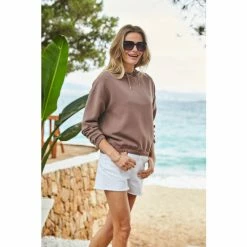 Sosandar Taupe Super Cosy Rest-Day Hoodie -Sosandar unnamed file 4451