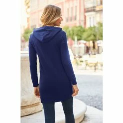 Sosandar Blue Zip Through Hoodie With Premium Trim -Sosandar unnamed file 4474