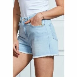 Sosandar Light Denim Denim Raw Edge Shorts -Sosandar unnamed file 4496