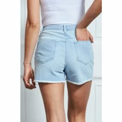 Sosandar Light Denim Denim Raw Edge Shorts -Sosandar unnamed file 4497