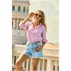 Sosandar Light Denim Denim Raw Edge Shorts -Sosandar unnamed file 4498