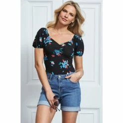 Sosandar Blue Turn Up Denim Shorts