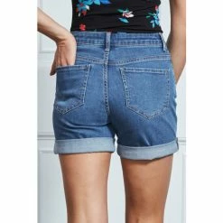 Sosandar Blue Turn Up Denim Shorts -Sosandar unnamed file 4507
