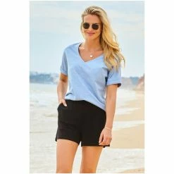 Sosandar Black Jersey Shorts With Pockets -Sosandar unnamed file 4512