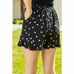 Sosandar Black Spot Print Ruffle Hem Shorts -Sosandar unnamed file 4526