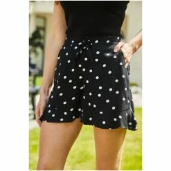 Sosandar Black Spot Print Ruffle Hem Shorts -Sosandar unnamed file 4527