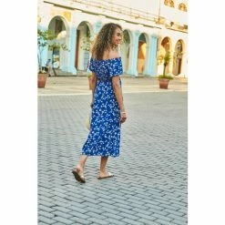 Sosandar Blue Bardot Dress -Sosandar unnamed file 454