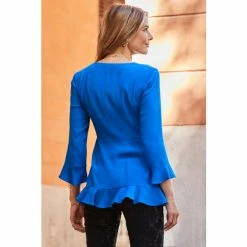 Sosandar Blue Ruffle Hem Tunic 2 Sosandar Blue Ruffle Hem Tunic -Sosandar unnamed file 4542