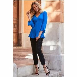 Sosandar Blue Ruffle Hem Tunic 4 Sosandar Blue Ruffle Hem Tunic -Sosandar unnamed file 4544