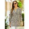 Sosandar Brown Animal Print Keyhole Detail Tunic