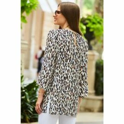 Sosandar Brown Animal Print Keyhole Detail Tunic -Sosandar unnamed file 4553