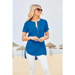Sosandar Blue Short Sleeve Tunic Top 1 Sosandar Blue Short Sleeve Tunic Top -Sosandar unnamed file 4566