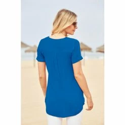 Sosandar Blue Short Sleeve Tunic Top 2 Sosandar Blue Short Sleeve Tunic Top -Sosandar unnamed file 4567