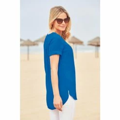 Sosandar Blue Short Sleeve Tunic Top 3 Sosandar Blue Short Sleeve Tunic Top -Sosandar unnamed file 4568