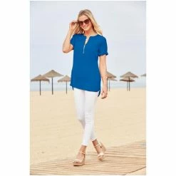 Sosandar Blue Short Sleeve Tunic Top 4 Sosandar Blue Short Sleeve Tunic Top -Sosandar unnamed file 4569