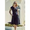 Sosandar Black Zip Front Fit & Flare Dress With Pockets