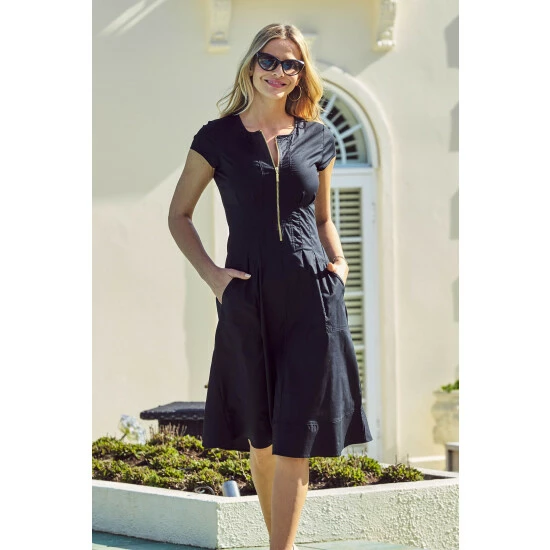 unnamed-file-468.jpg Sosandar Black Zip Front Fit & Flare Dress With Pockets -Sosandar unnamed file 468