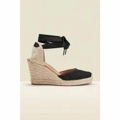 Sosandar Black Perla Suede Valenciana Wedge Espadrille -Sosandar unnamed file 4690