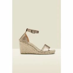 Sosandar Gold Poesy Sandal Weddge Espadrille