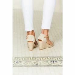 Sosandar Taupe Tie Ankle Mid Wedge Espadrille Canvas -Sosandar unnamed file 4707