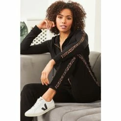 Sosandar Black Leopard Print Stripe Joggers -Sosandar unnamed file 4724