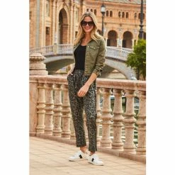 Sosandar Green Animal Print Joggers With Pockets -Sosandar unnamed file 4741