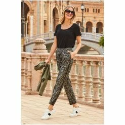 Sosandar Green Animal Print Joggers With Pockets -Sosandar unnamed file 4742