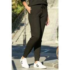 Sosandar Black Slim Leg Jogger With Rose Gold Detail