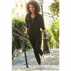 Sosandar Black Slim Leg Jogger With Rose Gold Detail -Sosandar unnamed file 4745