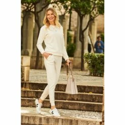 Sosandar White Super Soft Gold Stud Pocket Detail Joggers 4 Sosandar White Super Soft Gold Stud Pocket Detail Joggers -Sosandar unnamed file 4752